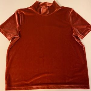 Orange velvet Madewell mock neck